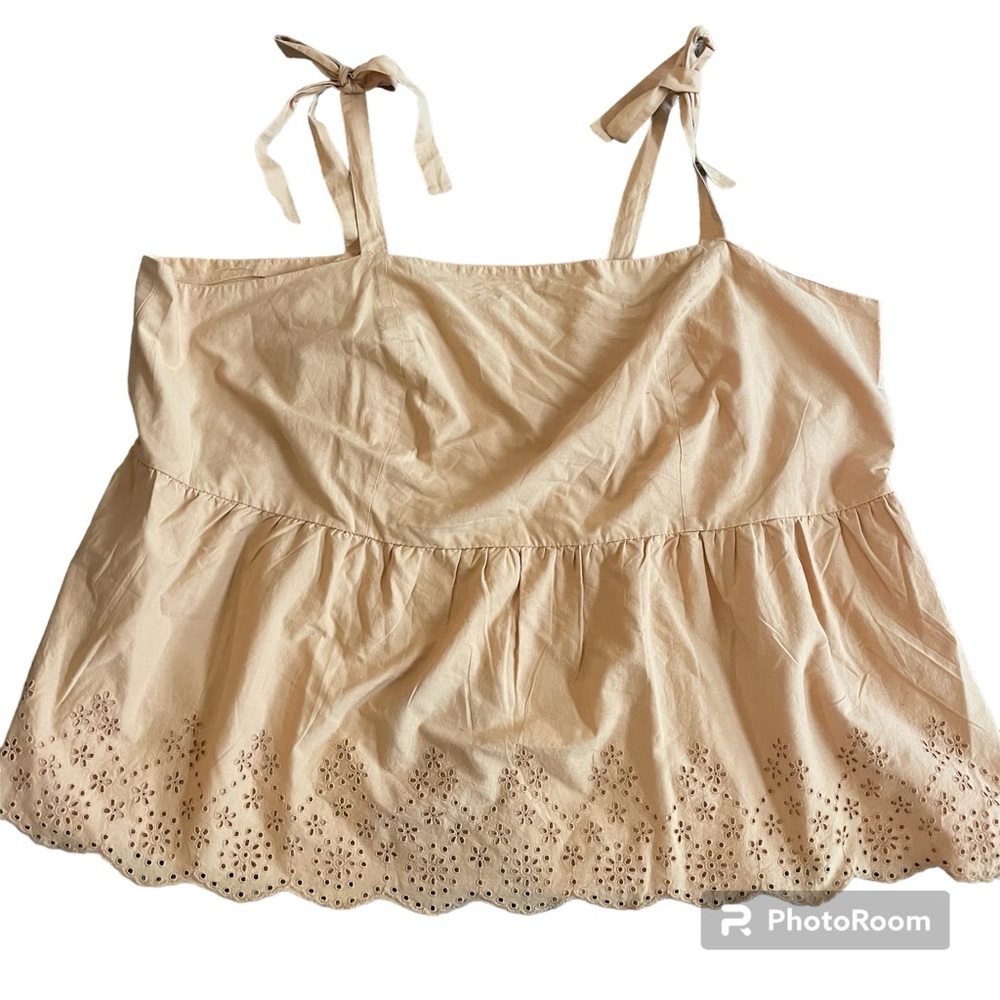 Lane Bryant Tank Top Eyelet Shirt Size 3x 30/32 Cotton Tan